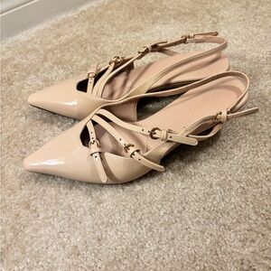 Elegant Beige Women's Slingback Heels